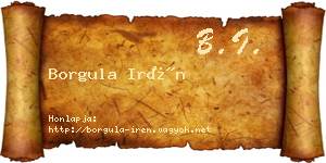 Borgula Irén névjegykártya